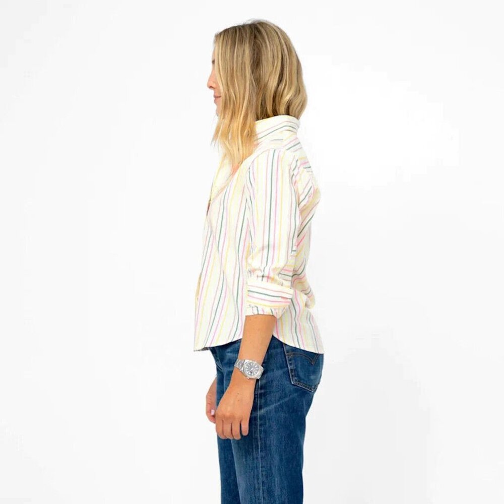 Kerri Rosenthal Shrunken Pia Shirt Tunic Top Buttondown Striped Poplin XL 267352 - Picture 4 of 10